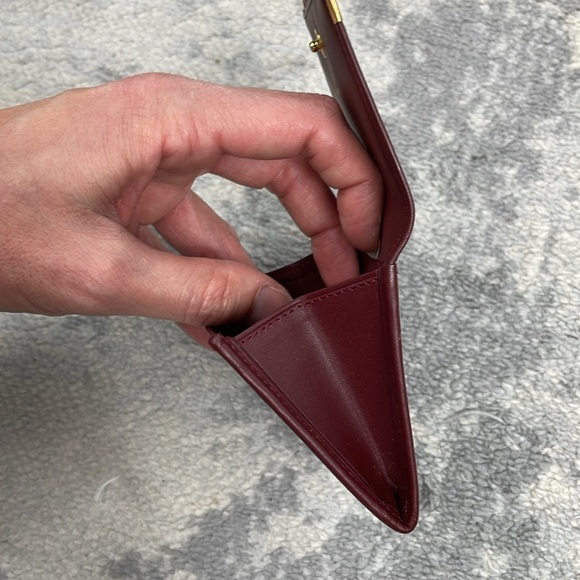 Cartier Burgundy Leather Mini Compact Wallet Pouch Must Line Square Coin Purse - Picture 15 of 17